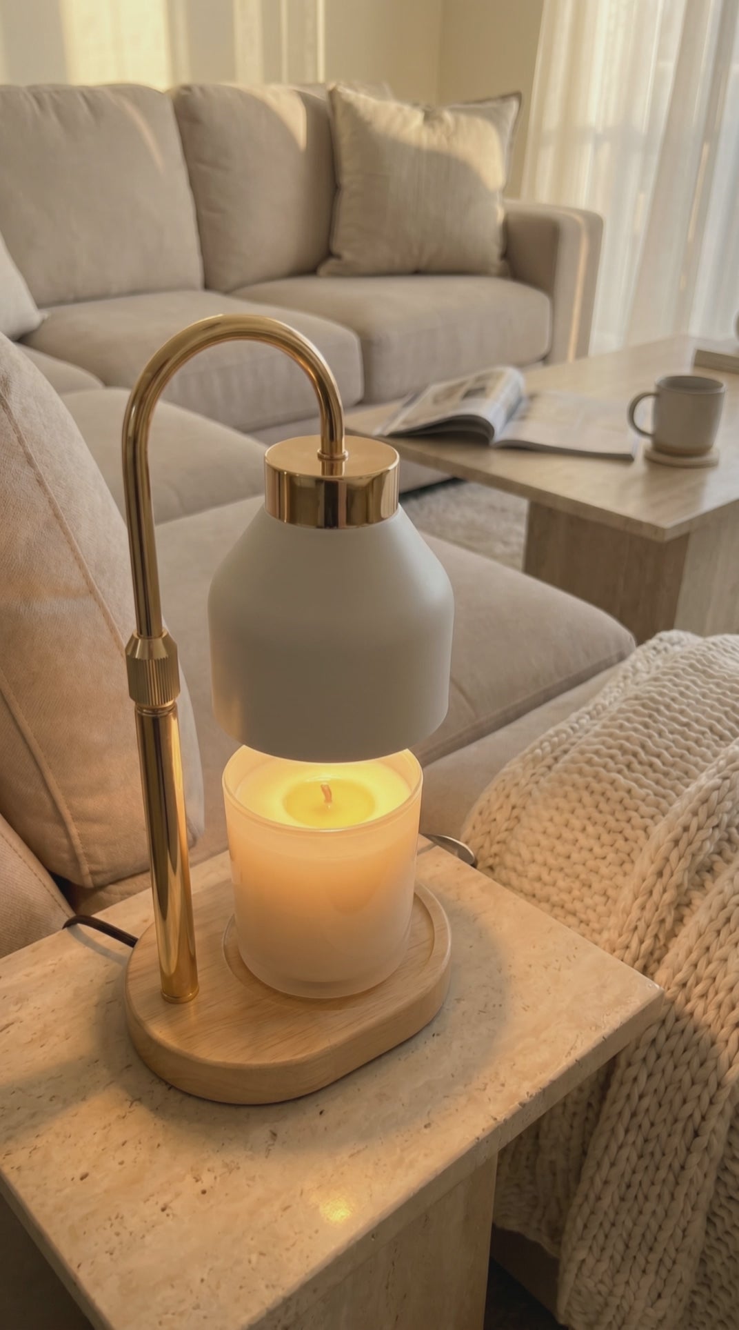 Lampe Chauffe-Bougie Dorée Matifiée  Nay Shop