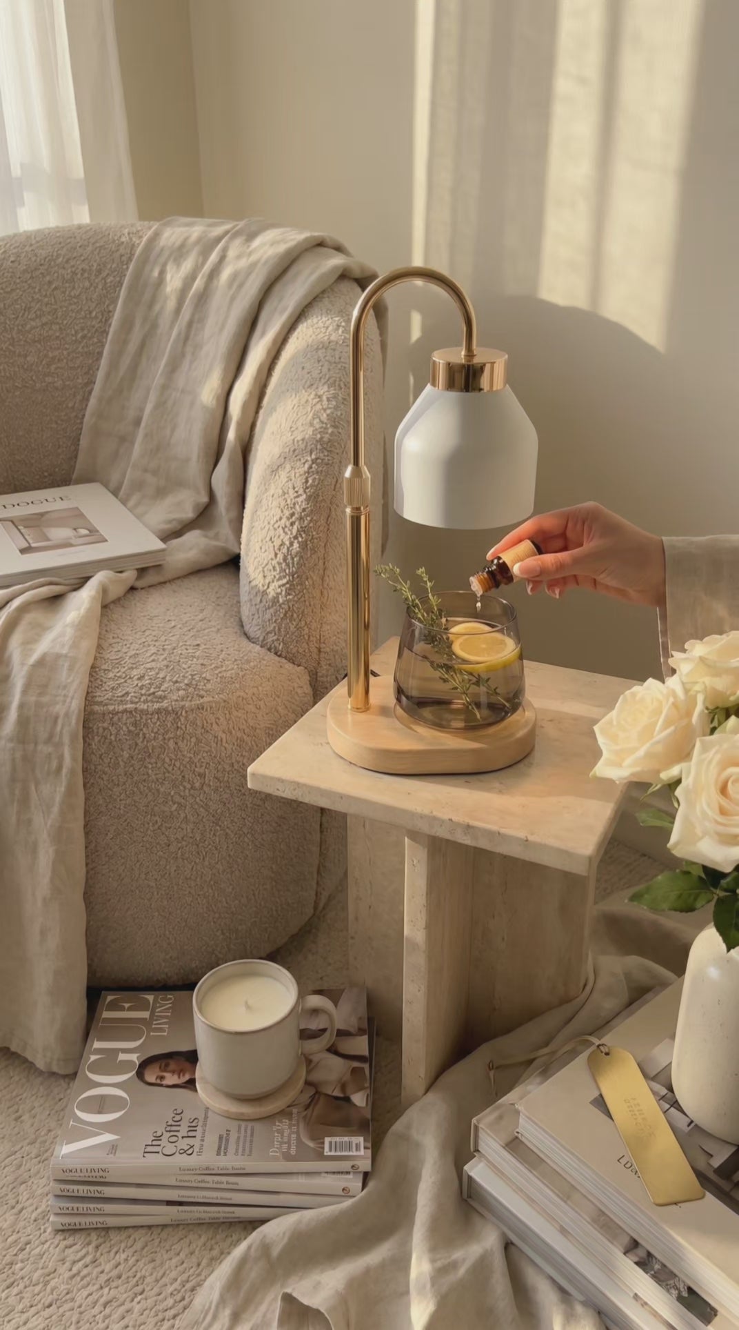 Lampe Chauffe-Bougie Dorée Matifiée  Nay Shop