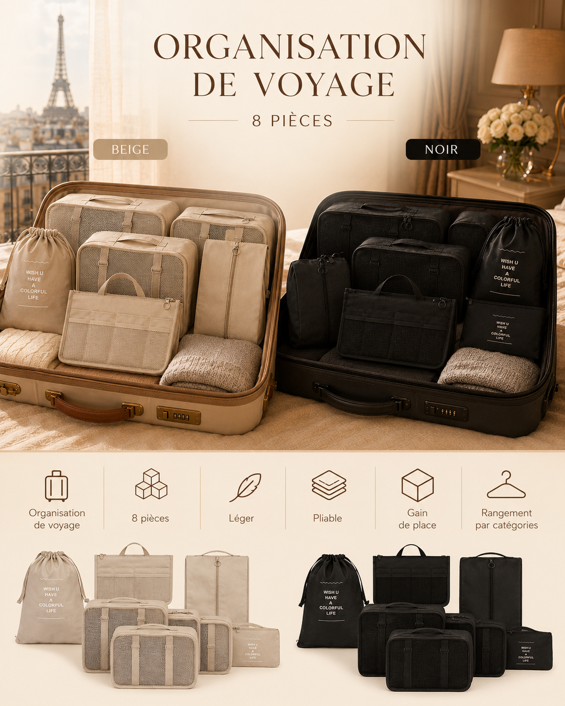 Set Organisation Voyage 8 Pièces Nay Shop