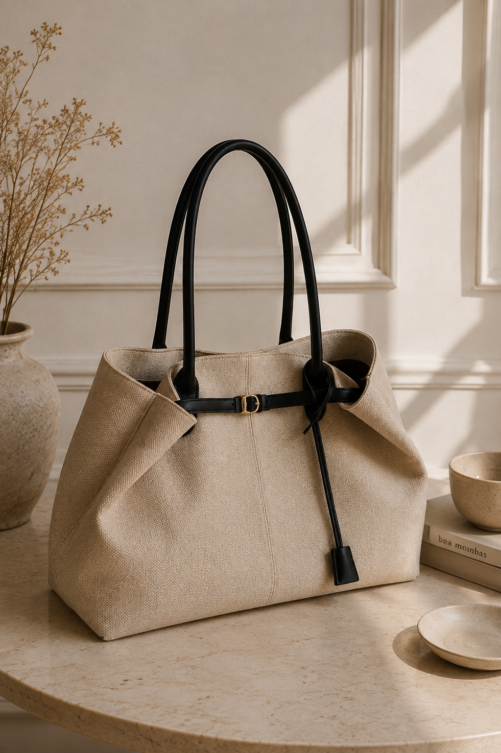 Sac Cabas Toile & Cuir - Nay Shop (2 coloris)